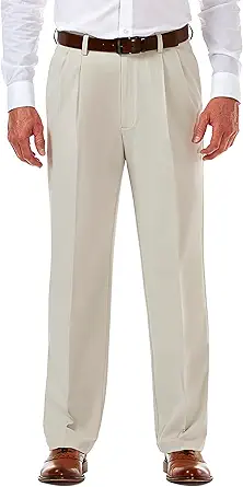 Haggar Men's Cool 18 Pro Classic Fit Pleat Front Hidden Expandable Waist Pant- Regular and Big & Tall Sizes