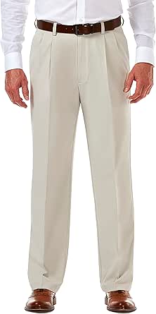 Haggar Men's Cool 18 Pro Classic Fit Pleat Front Hidden Expandable Waist Pant- Regular and Big & Tall Sizes