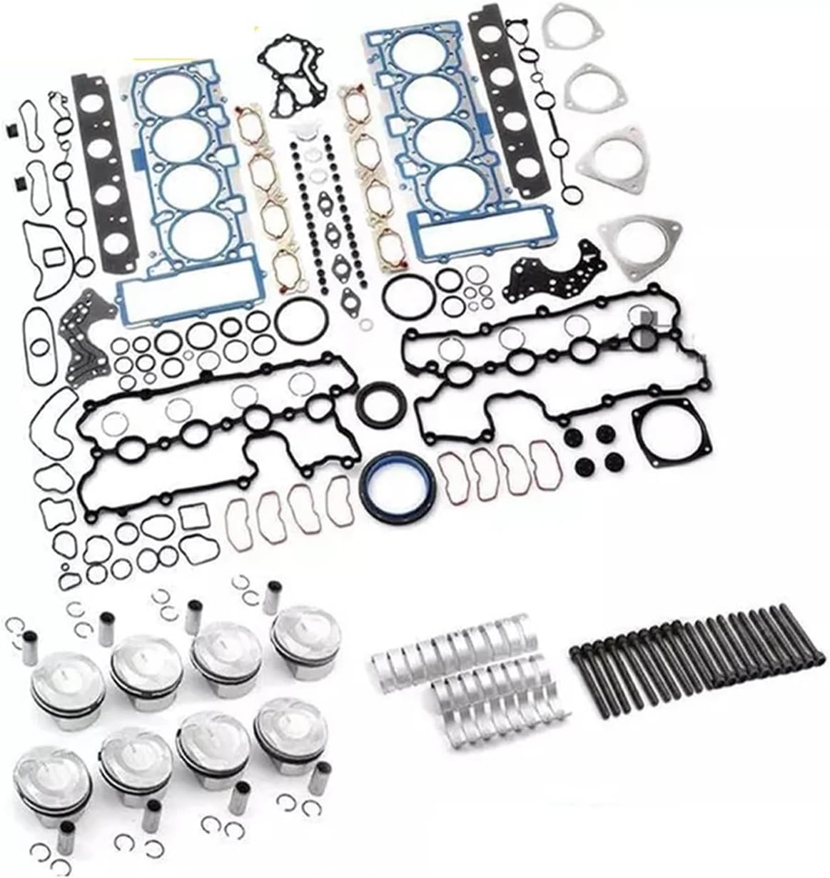 Engine Parts Full Gasket Set Piston Bearing Head Bolt Kit 4.2 L V8 BAR BVJ CAUA Compatible with S5 Q7 A6 A8 Compatible with VW Touareg 4.2L Gas