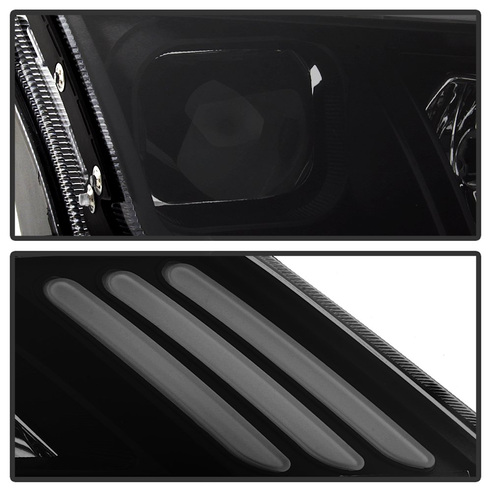 2010-2012 Ford Fusion Black Smoke LED Sequential Headlights - DRL Projector Headlights With Halogen Bulbs Included