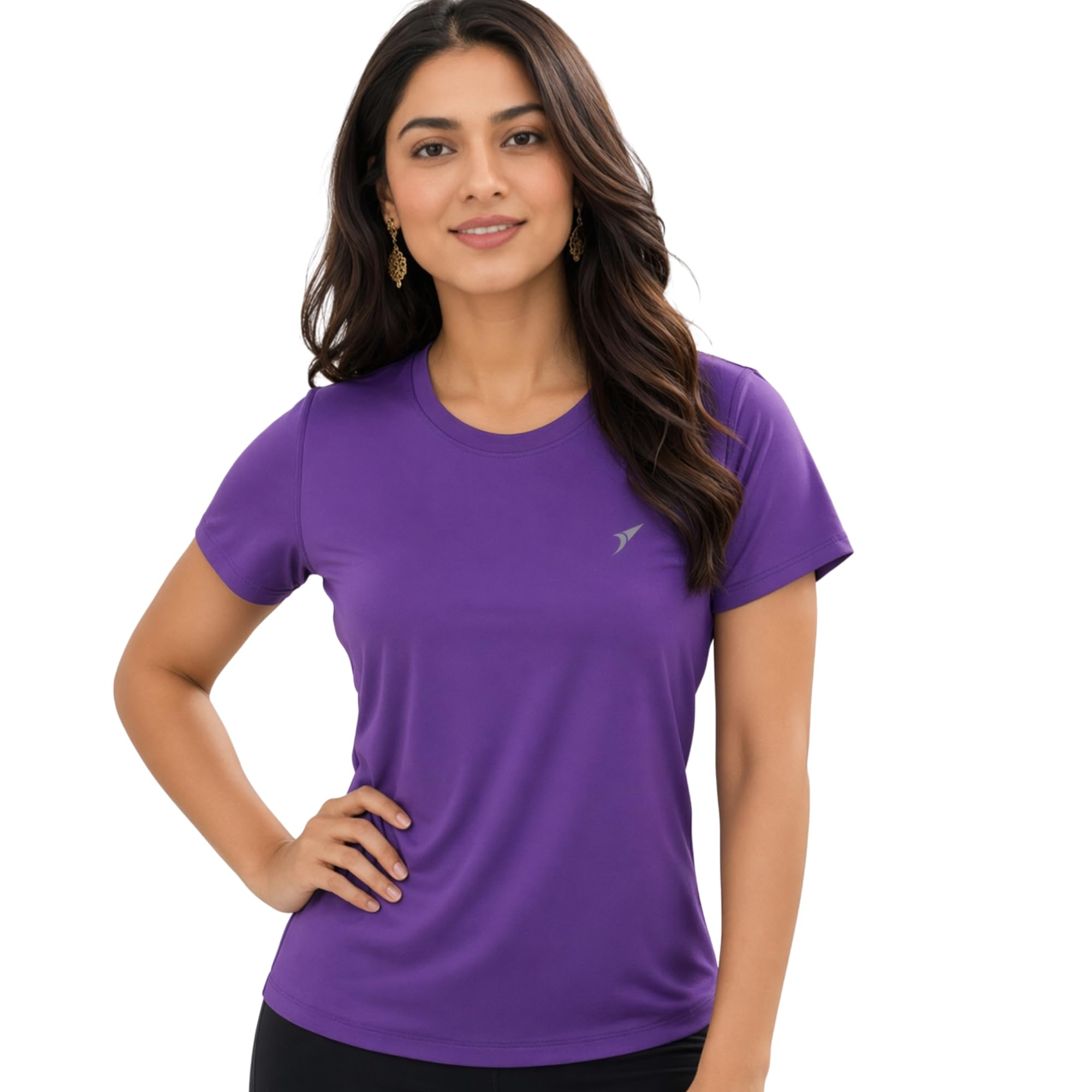 sportywear Women's Solid Round Neck Active T-Shirt | Quick Dry Stretch Sports Tee | Half Sleeve Gym, Yoga, Running & Casual Wear-picture-26