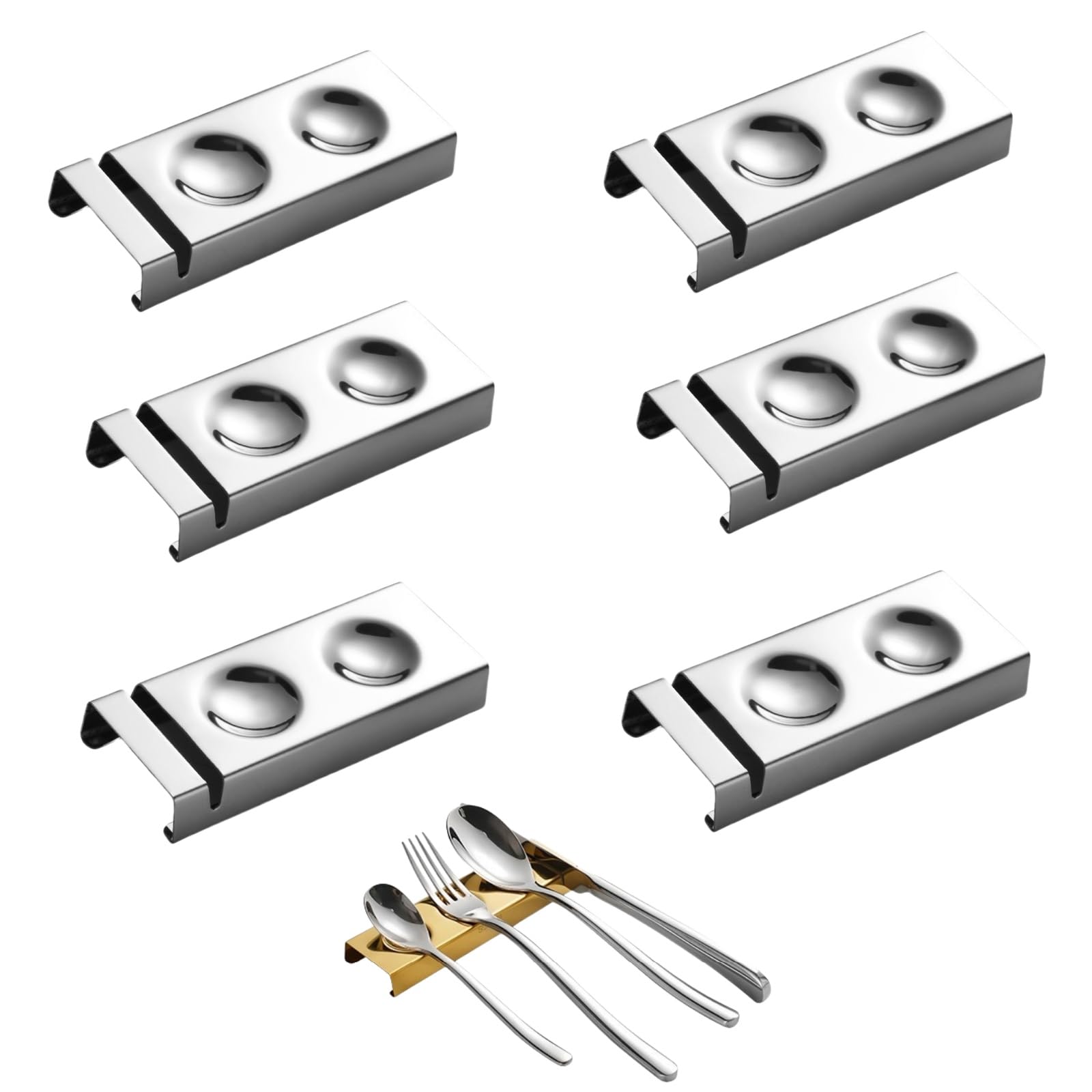 4/6 Stück Edelstahl 304 MesserbäNkchen,StäBchen Kissen,StäBchenhalter,EssstäBchen Rests FüR Esstisch,FüR Verschiedene Essensszenen,Dekoration Auf Dem Esstisch Verwendet Werden (6, Silber(3))