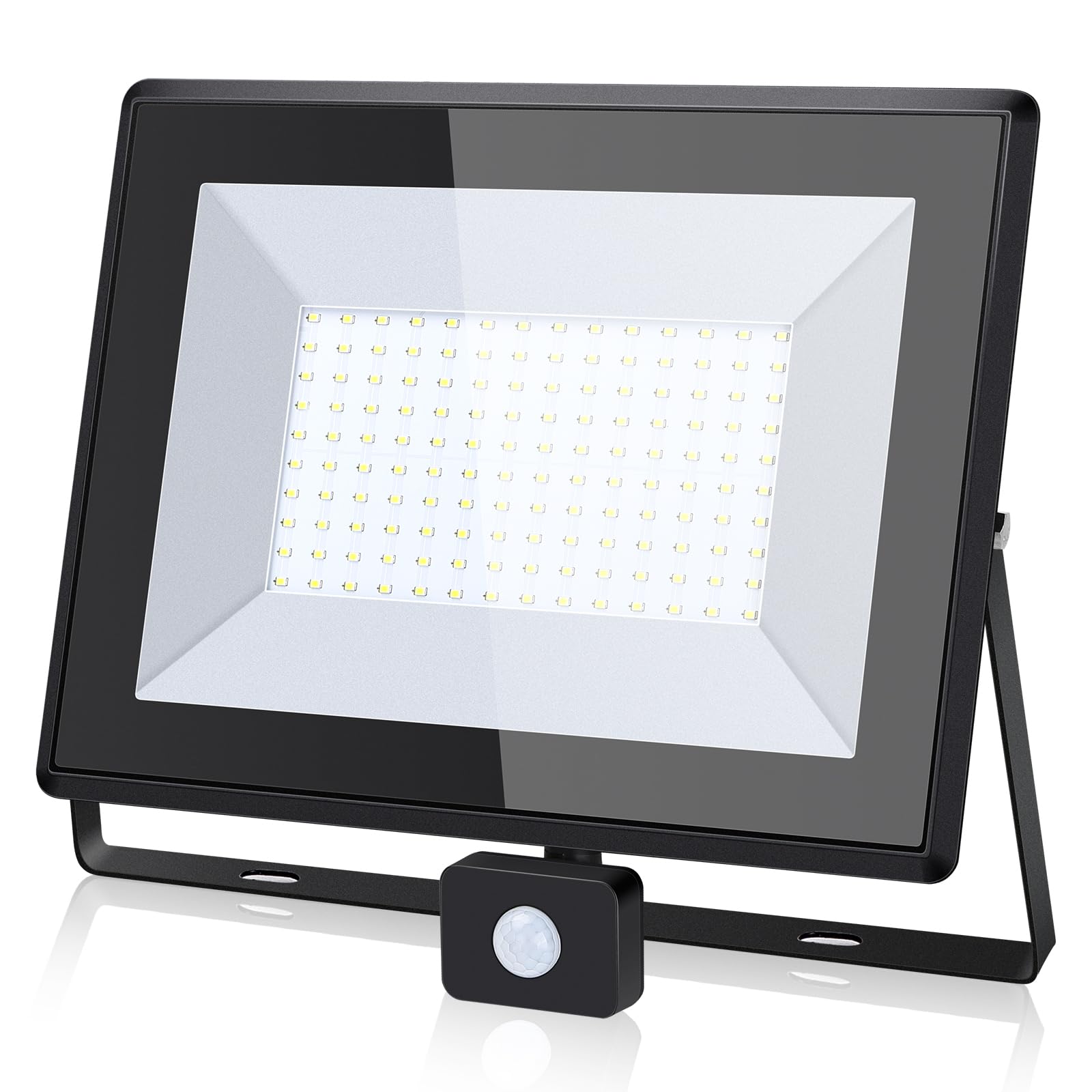 Aigostar Faretto con Sensore di Movimento,100W 10000lumen Faro LED Esterno,Bianco Freddo,IP65 Impermeabile Faretti LED per Giardino, Cortile,Patio,Garage