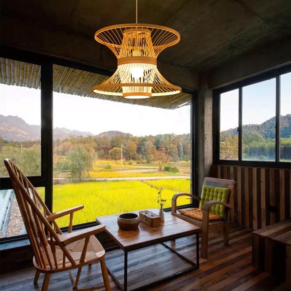 Lámparas Colgantes De Bambú Creativas De Estilo Chino Lámpara Colgante Hueca Irregular Lámpara Iluminación De Material Natural para Decoración del Hogar Lámpara Araña De Mimbre Pastoral