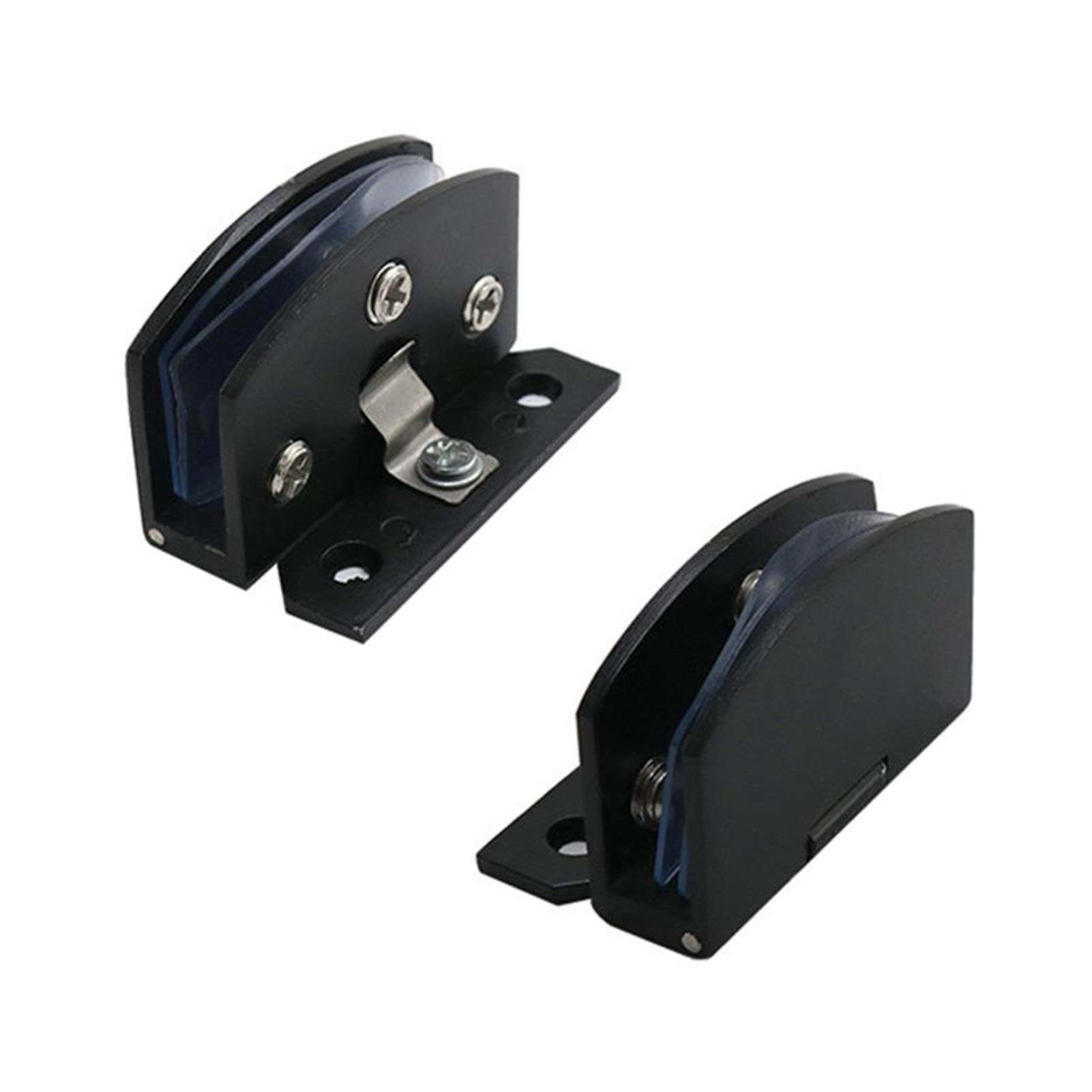 Shundeed Black 2Pcs No Drilling Heavy Duty Clamp Hinge Zinc Alloy Wine Cabinet Glass Door Hinge,Smooth, Quiet Motion(,Large)