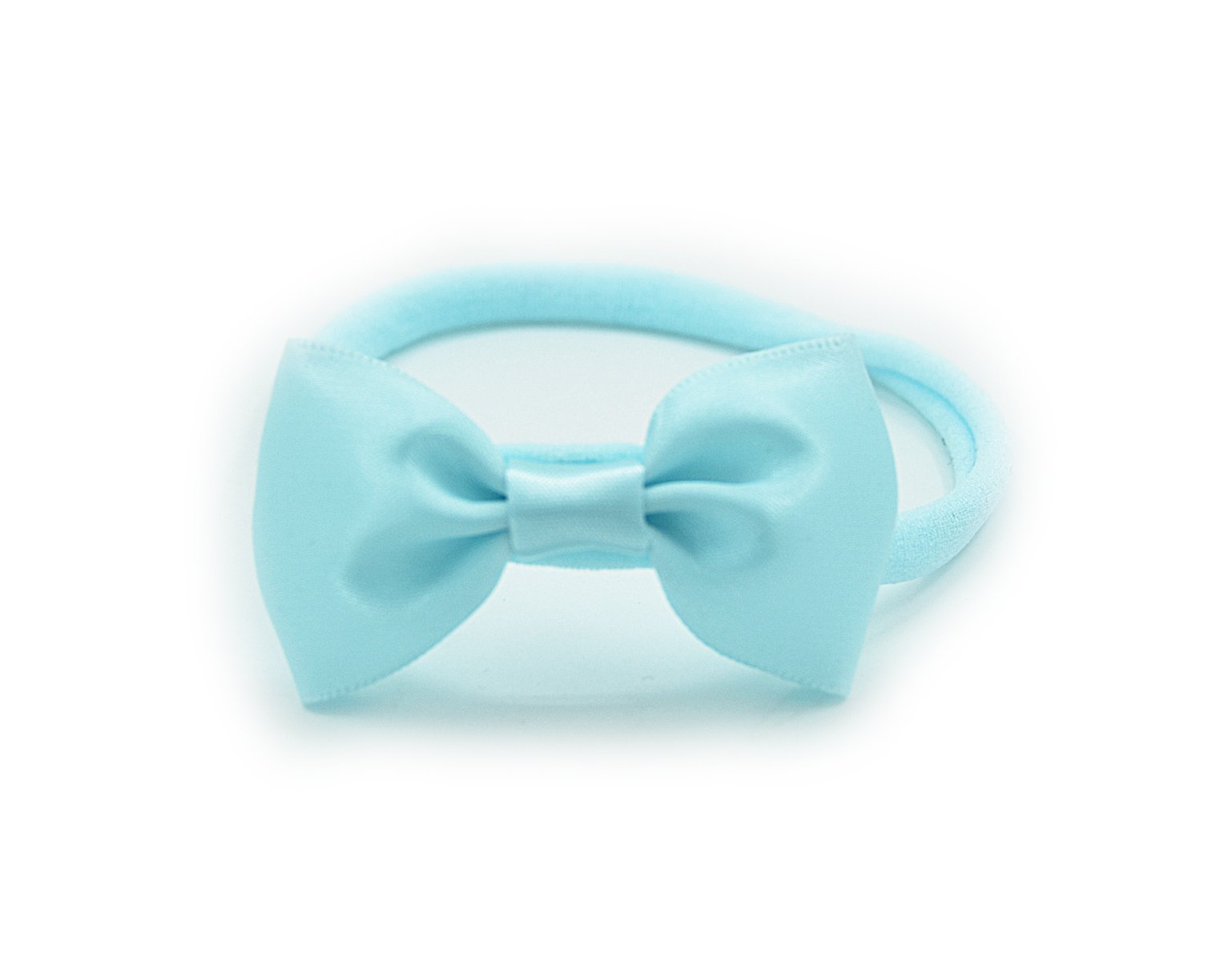 PrettyBoutique Baby Girls Satin Bow Soft Skinny Elastic Nylon Headband Hair Band Accessories (Aqua)