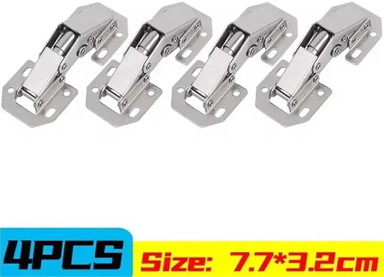 90 Degree Stainless Steel Hinge Silver No-Drilling Hole Hydraulic Buffer Furniture Hardware Accessories Kitchen Cabinet(4PCS)