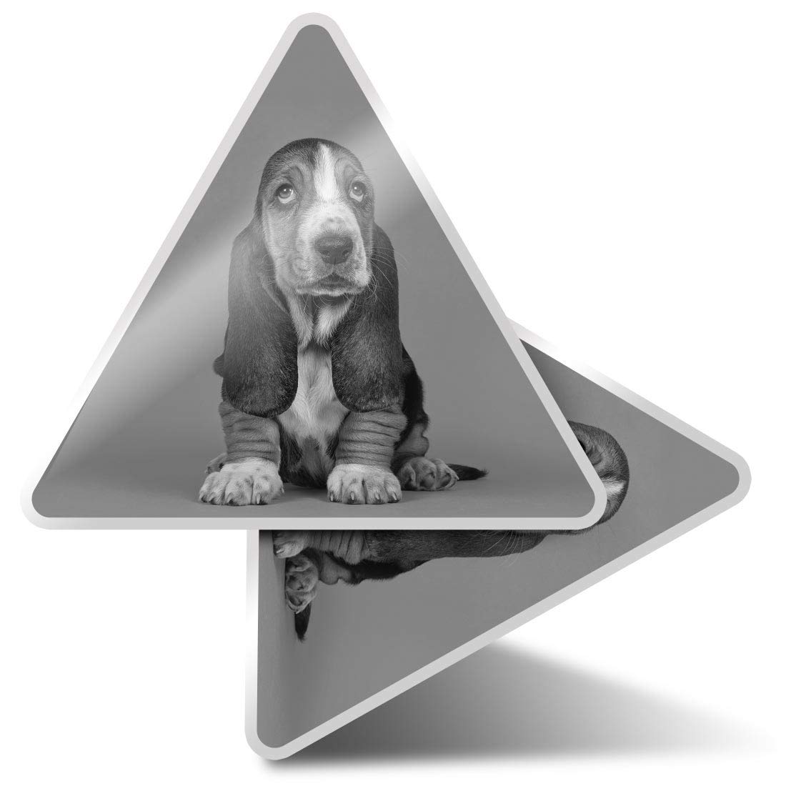 2 x Triangle Stickers 10cm - BW - Basset Hound Puppy Dog Laptop Tablet Luggage Scrapbook #36731