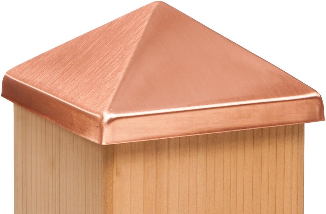 4x4 Post Point Cap - Solid Copper - Designed to fit Over a 3-1/2" x 3-1/2" Fence Post Top