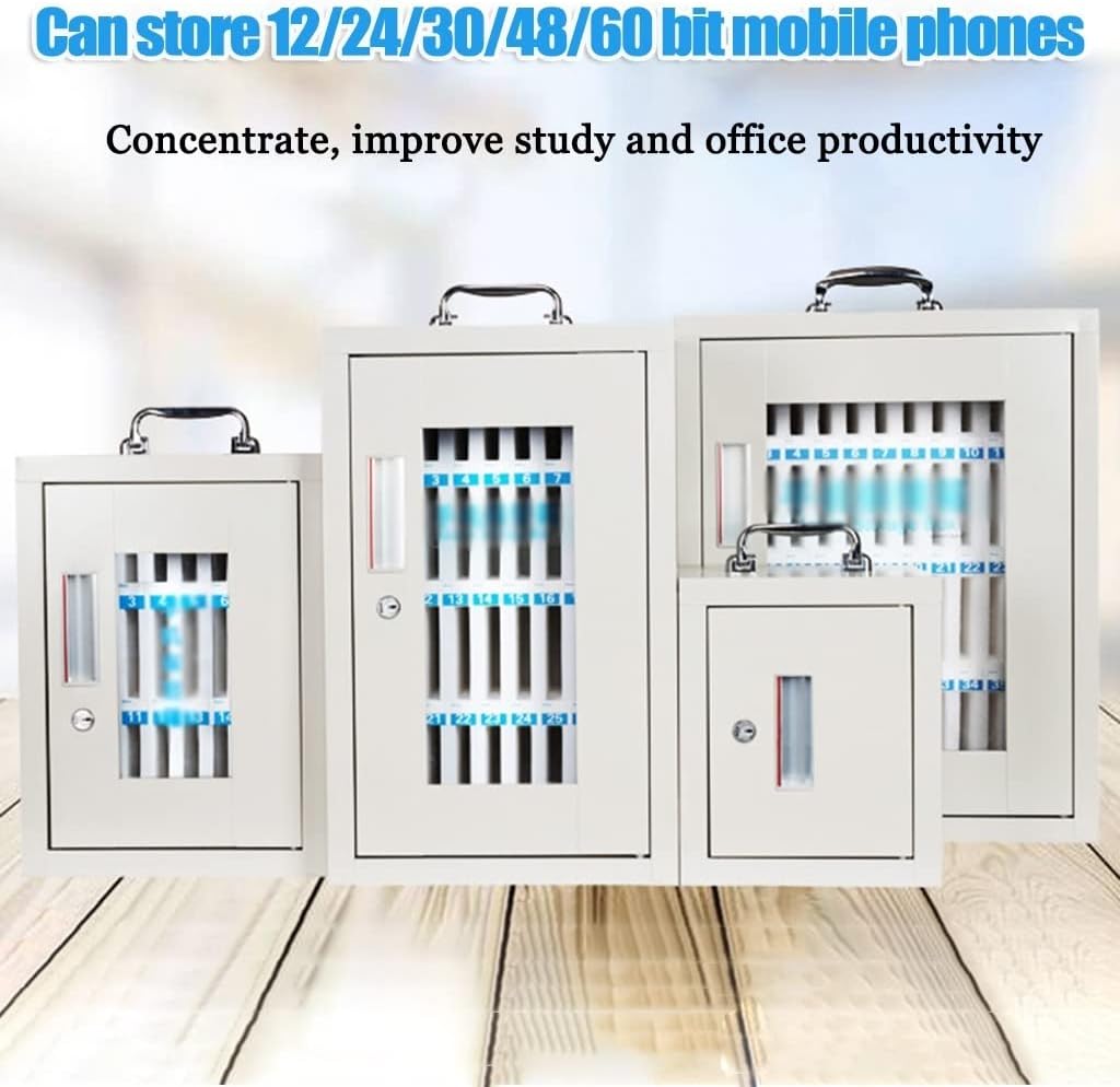 Cell Phones Storage Safe Deposit Box, with Handle Storage Cabinet, Wall-Mounted Cell Phones Storage Cabinet Pocket Chart Storage Locker Box,for Office Classroom,Silver-36