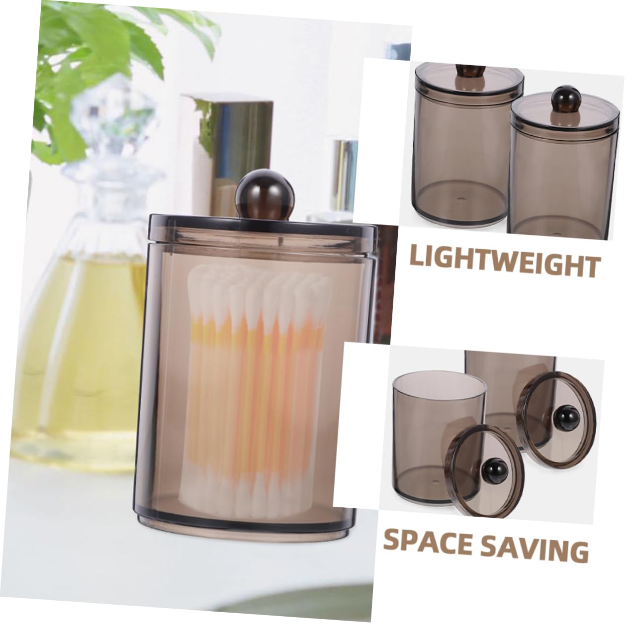 WOONEKY 9stücke Baumwollstäbchen Organizer Mit Deckel Multifunktionale Aufbewahrung Für Badezimmer Kosmetik Und Transparente Schwarze Box Für Wattestäbchen Zahnstocher