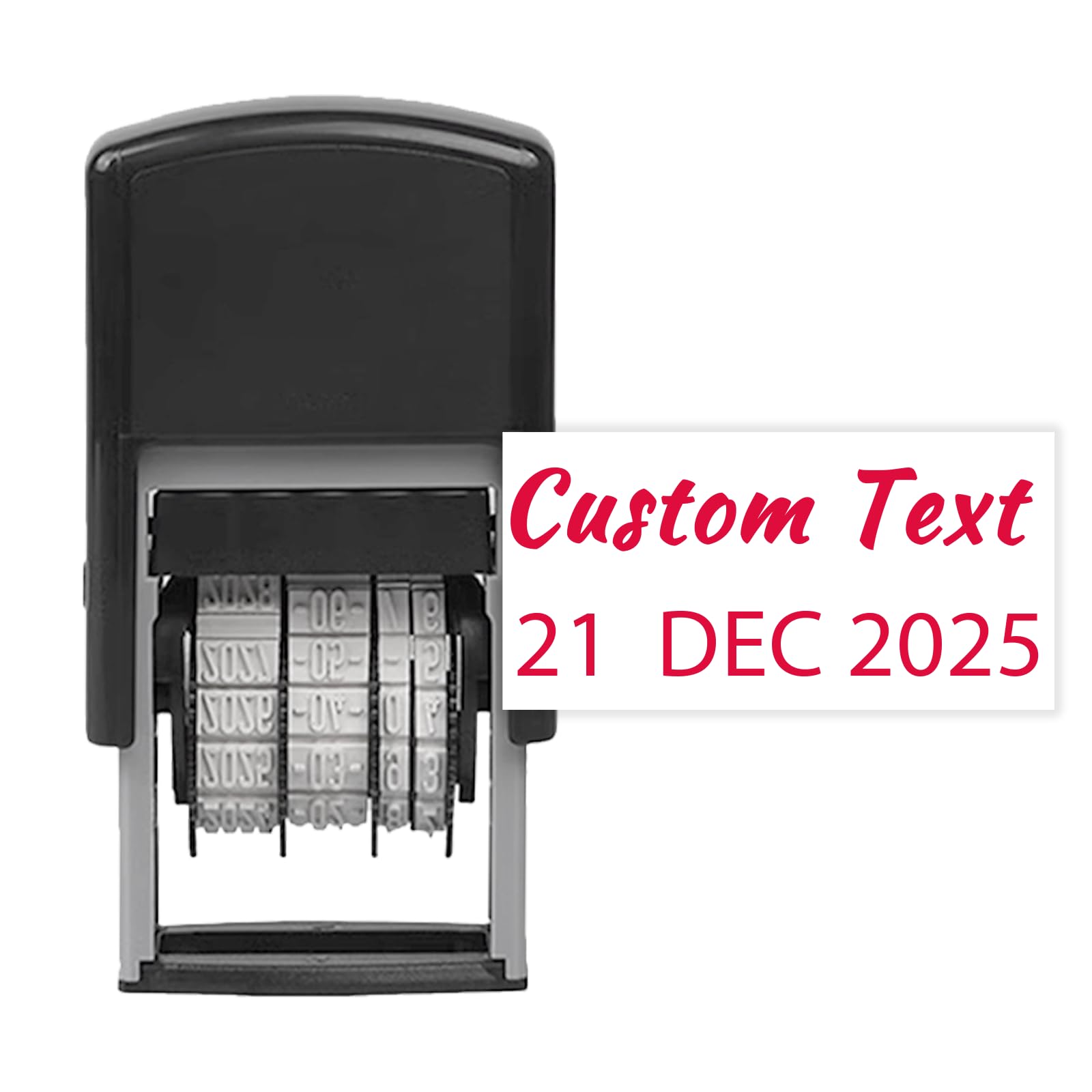 Personalized Date Stamp Custom Name Stamp with Date Self Inking Signature Seal for Business 1 Line Text, Five Ink Colors Option