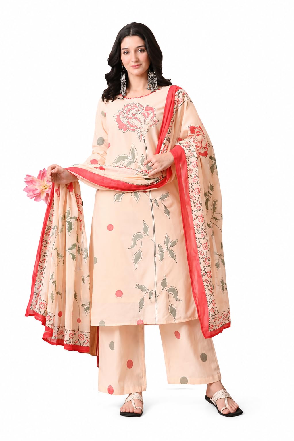 amazon brand - tavasya Women Cotton Cambric Printed Kurta Pant Dupatta Set | Ethnic Suit Set | Traditional Indian Wear | Festive, Casual & Office Wear-picture-37