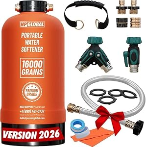 RV Water Softener Portable - 16,000 Grain, 3/4