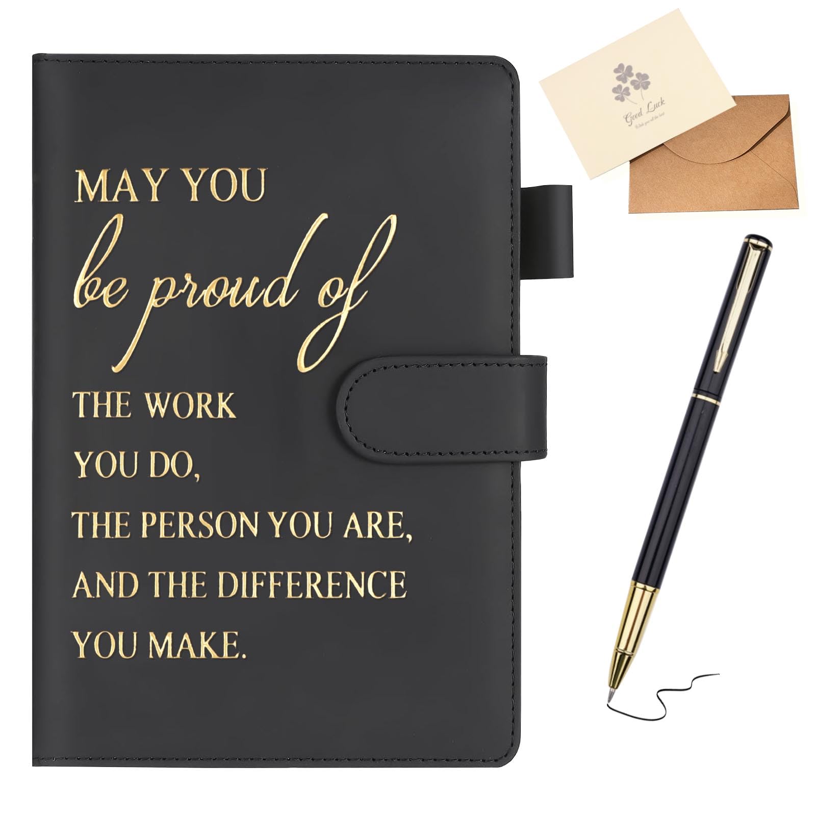 YPLonon Employee Appreciation Thank You Gifts Leather Journal Notebook and Pen Set Inspirational Personalised Notebook with Greeting Card Gift for Employee Volunteer Teacher Colleague