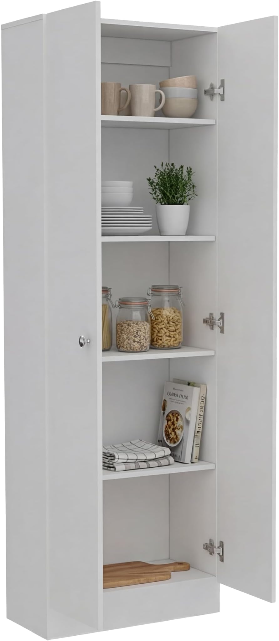 Tuhome Lambardi Tall Pantry Cabinet, Double Doors & 5 Deep Shelves, Freestanding Kitchen Pantry Storage Organizer for Kitchen, Laundry Room, Bedroom & Utility Areas | Slim Tall Storage Cupboard