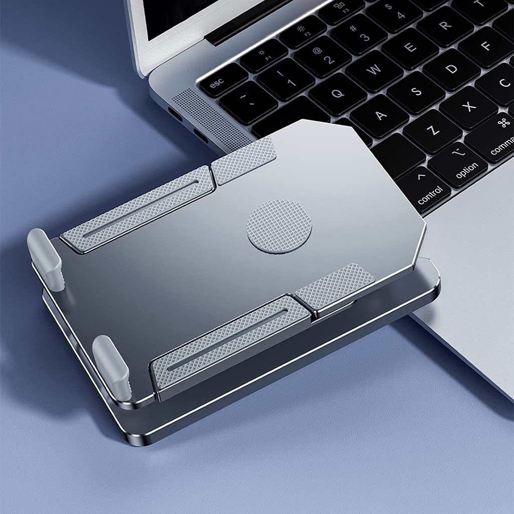 Soporte de teléfono móvil plegable con múltiples ángulos para escritorio, soporte de teléfono de escritorio antideslizante, base de aluminio ajustable para todos los teléfonos inteligentes y tabletas