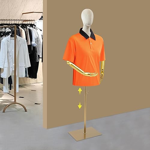 Miniatura 4 de Torso de maniquí femenino con cabeza y brazos posables, forma de vestido ajustable en altura, soporte de medio maniquí, maniquí de ropa con