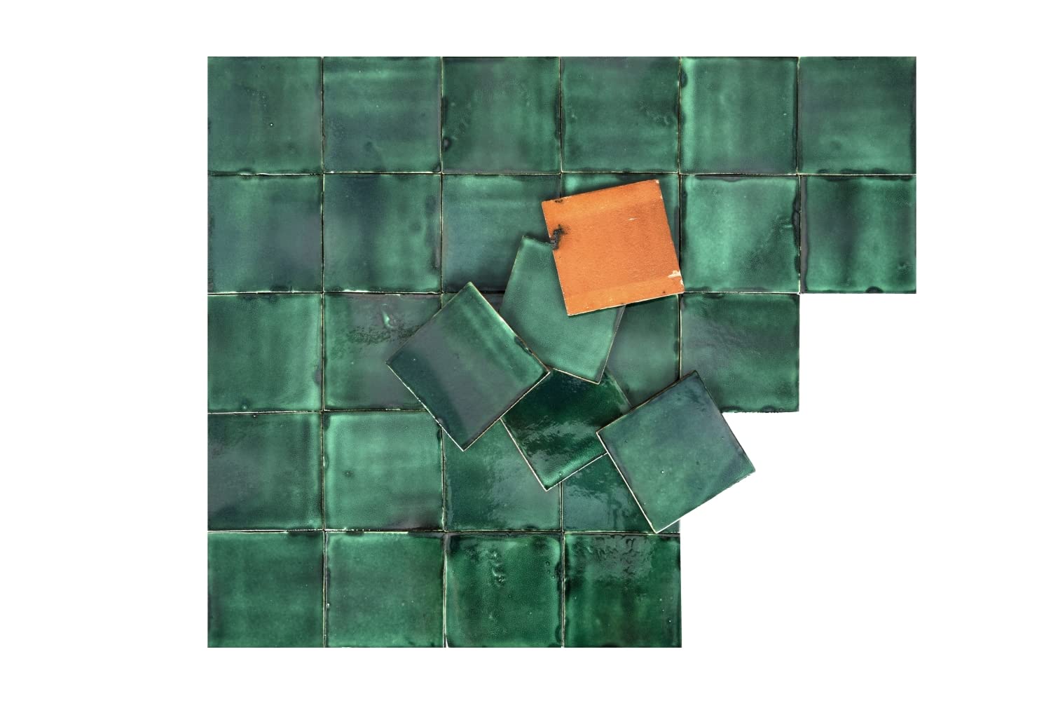Cerames Azulejos verdes mexicanos monocolor Verde Deslavado - azulejos de mosaico, azulejos ceramica monocromáticos para cocina, baño, ducha | Un paquete de 90 baldosas verdes ceramica 10,5x10,5 cm