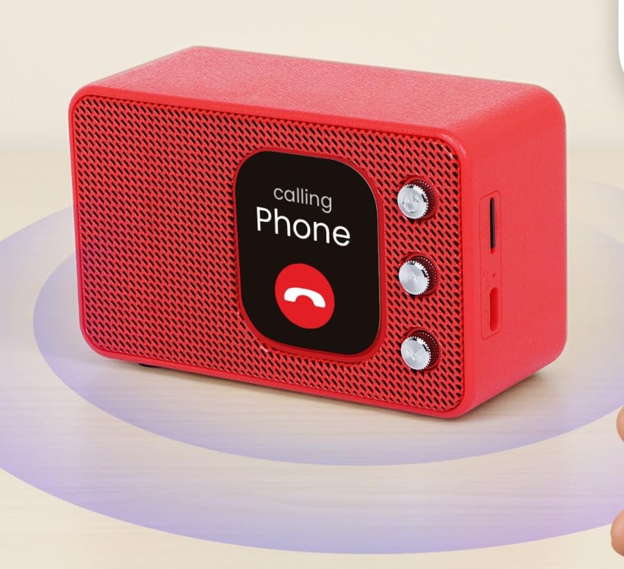 Image of WHITE SQUARE Mini Wireless Bluetooth Speaker 10W with Touch Screen, BT 5.4, 6H Battery, Type-C Charging, Dual Connectivity, Smart Display with Calendar, Calculator & Weather, Portable Speaker