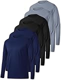 6 Pack Long Sleeve Shirts for Men Moisture Wicking UPF SPF Sun Protection Tee Shirts Workout T Shirts Casual