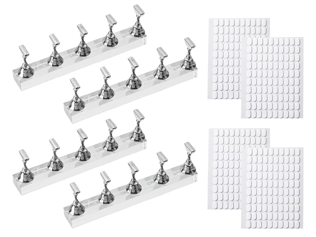 4 Pièces Supporto Magnetico per Unghie, Supporto per Pratica della Punta delle Unghie con 400 Adesivo, Supporto per Unghie Finte, Supporto per Unghie In Acrilico, per Manicure ,DIY, Espositore