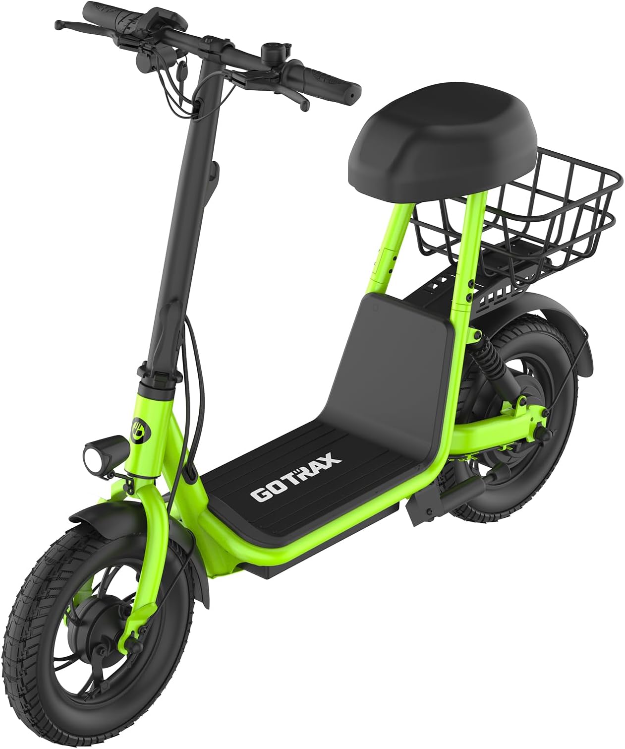 Gotrax A5 Electric Scooter with Seat for Adults, 15.5 Miles&15.5 Mph Power by 400W Motor, Dual Rear Shock Absorbers and 12" Pneumatic Tire for 220lbs, E Commuter Scooter with Carry Basket