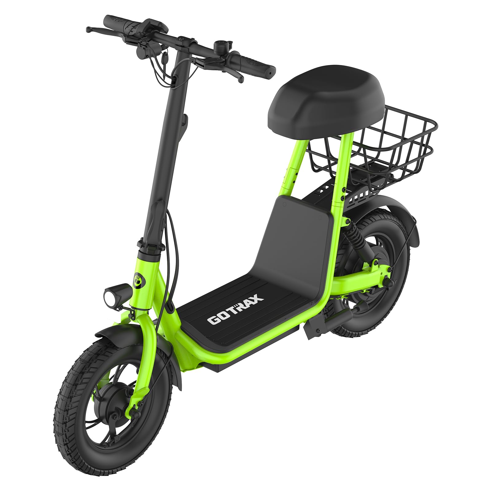 Gotrax A5 Electric Scooter with Seat for Adults, 15.5 Miles&15.5 Mph Power by 400W Motor, Dual Rear Shock Absorbers and 12" Pneumatic Tire for 220lbs, E Commuter Scooter with Carry Basket