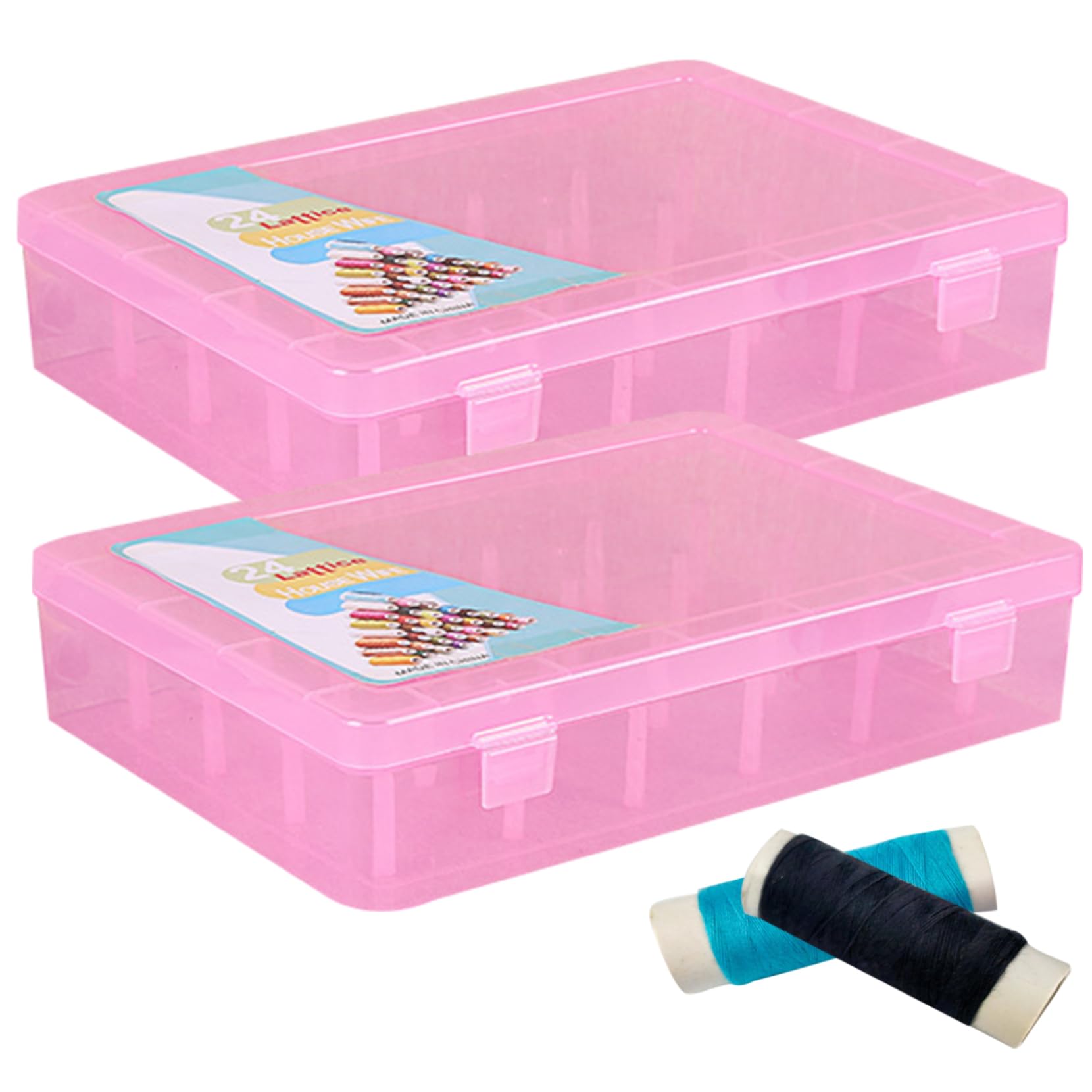 Hoveeluty Style 2 Sewing Thread Storage Holds 42 Spool 2Pcs Thread Holder Empty Visible Cotton Reel Storage Plastic Leakproof Sewing Box For Embroidery Spools Holder Cotton Reel Box