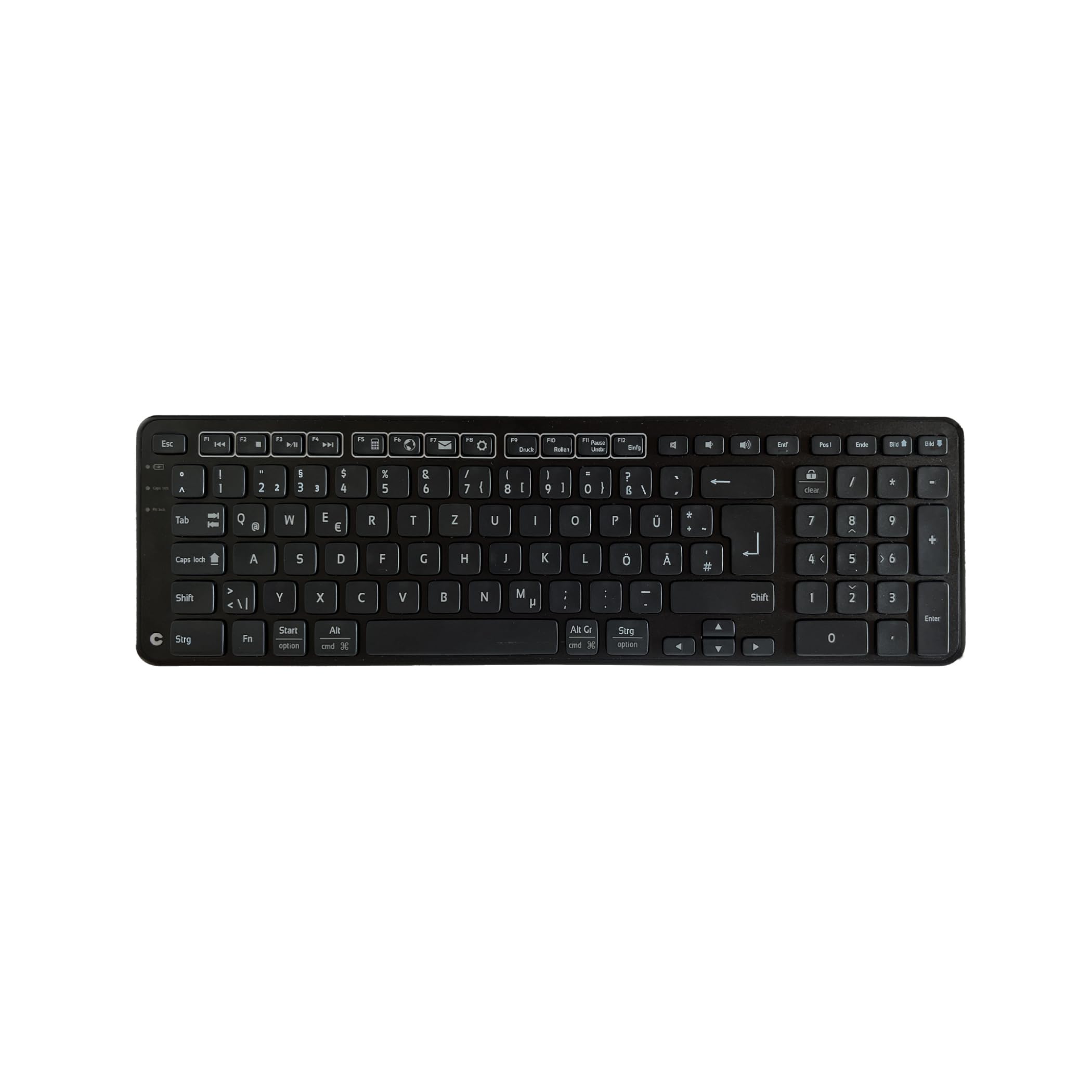 Contour Balance Keyboard | klawiatura bezprzewodowa z gniazdem USB | układ QWERTZ | super płaska klawiatura radiowa | klawiatura numeryczna + przyciski medialne | do domu i pracy | do Windows i Mac
