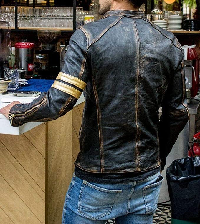 Men’s Elite Vintage Café Racer Motorcycle Distressed Leather Jacket.2