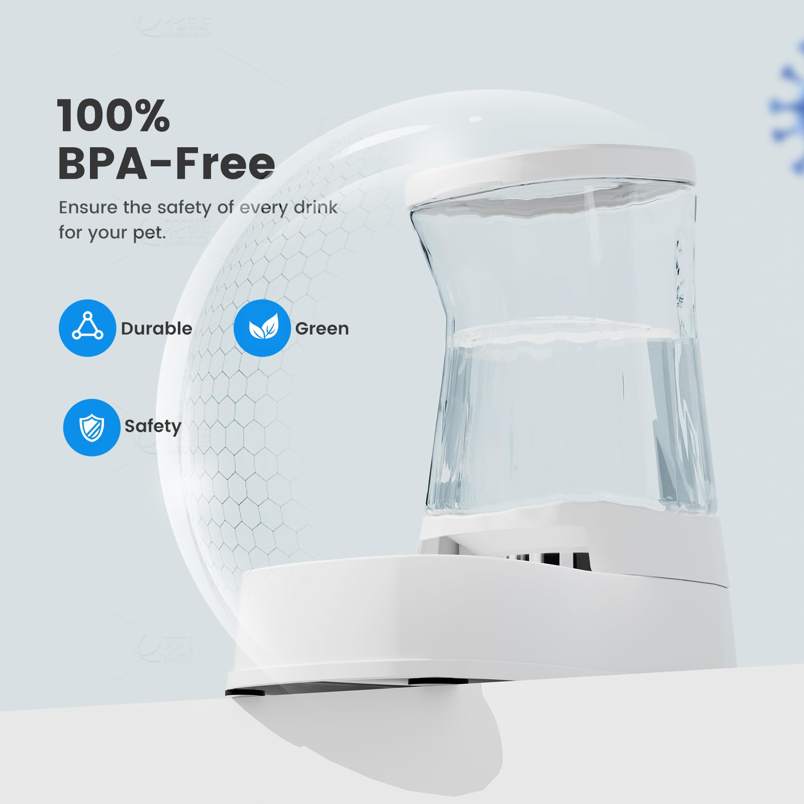 Gardner Pet 3.85L Dispenser Acqua Gatti, Dispenser Acqua Cani con Ciotola in Plastica, GravitÀ Abbeveratoio per Cani Non è Richiesta ElettricitÀ, Senza BPA, Bianco