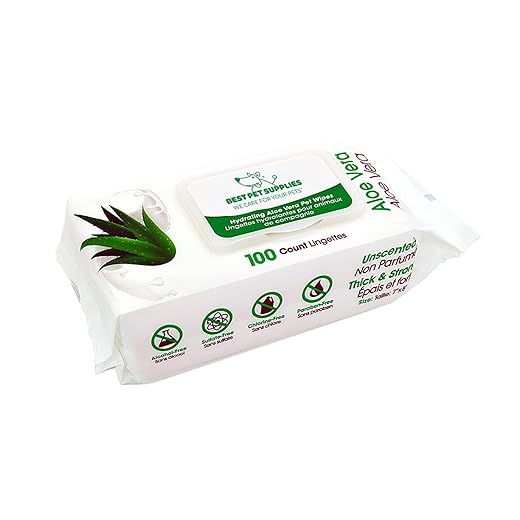 Best Pet Supplies Pet Wipes for Dogs - Dog Wipes Cleaning Deodorizing, for Coats, Ears, Paws - Hydrating, Aloe Vera