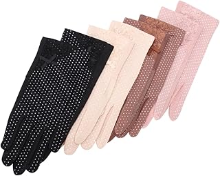 4Pares Protección Solar De Encaje para Mujer Transpirables Pantalla Táctil Protección UV Negro Beige Café y Rosa