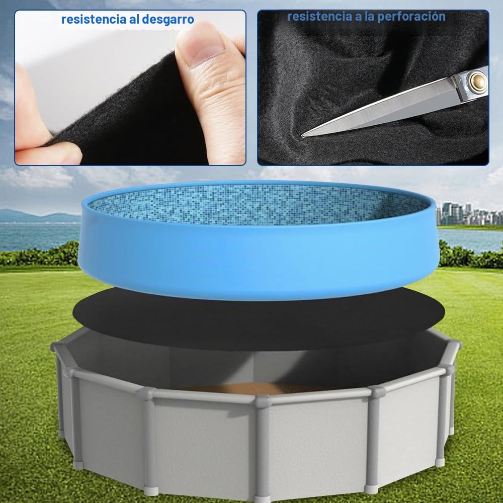 Lotvic Tapiz Suelo Piscina, 3,7 m Tapiz Suelo Piscina Redonda, Alfombra Piscina Suelo, Antideslizante, Resistente A La Rotura, Almohadilla para Revestimiento de Piscina para Piscinas sobre el Suelo