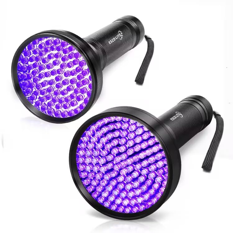 ESCO LITEEscolite Black Light UV Flashlights, 1280LED & 51 LED 395nm Blacklight Detector for Dog Cat Pet Urine, Dry Stains and Bed Bug, Matching with Pet Odor Eliminator