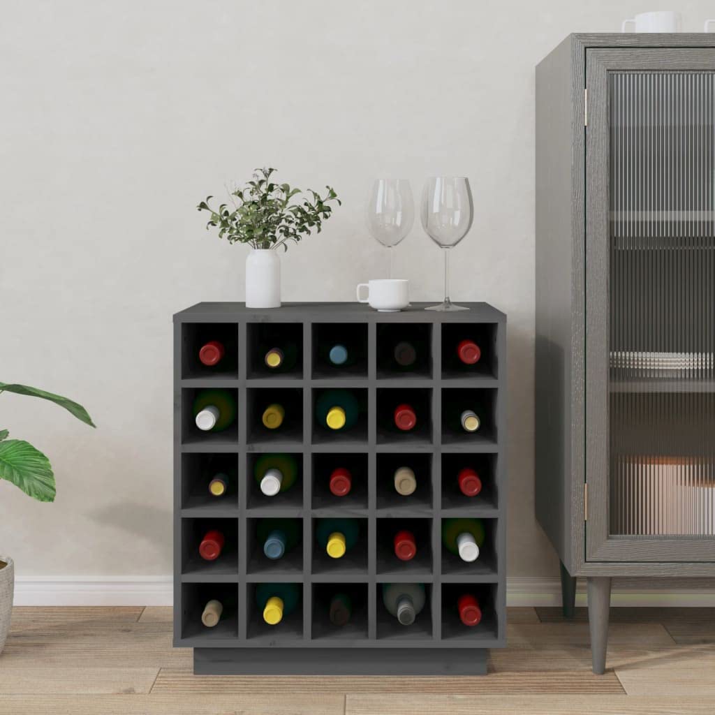 VidaXL Armoire à Vin En Bois De Pin Massif – Range-Bouteilles Élégant 56x25x56 Cm, Jusqu'à 25 Bouteilles