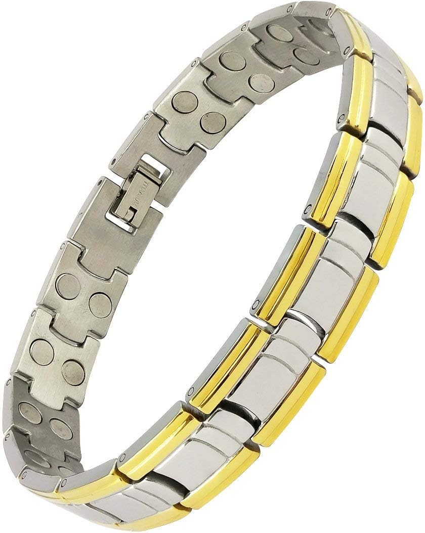Yellow Golden, Silver Titanium Plated Bio Magnetic Therapy Bracelet for men and women