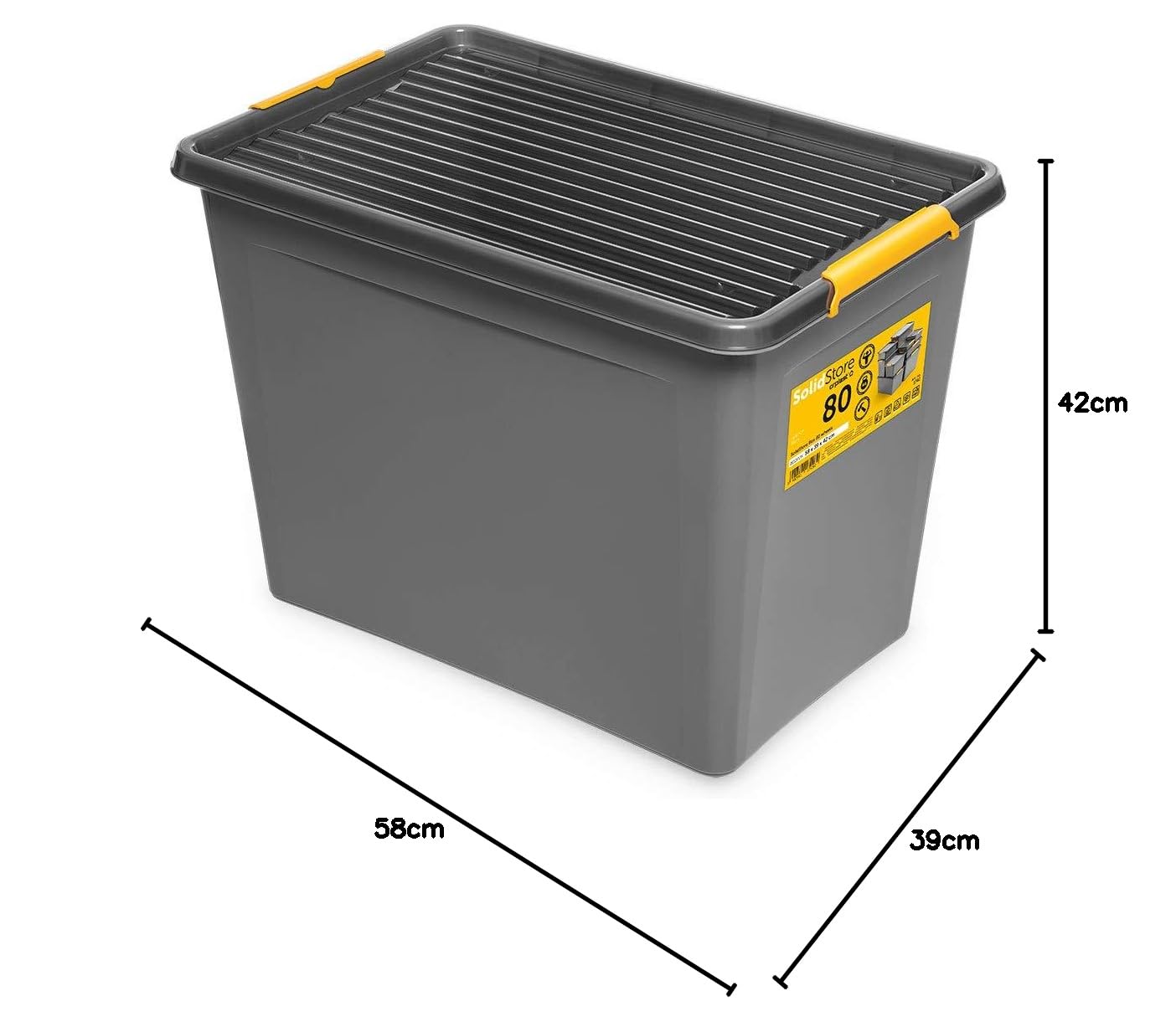 Orplast Solidstore Box 40 Liter Op Wielen Grafiet en Geel, 1
