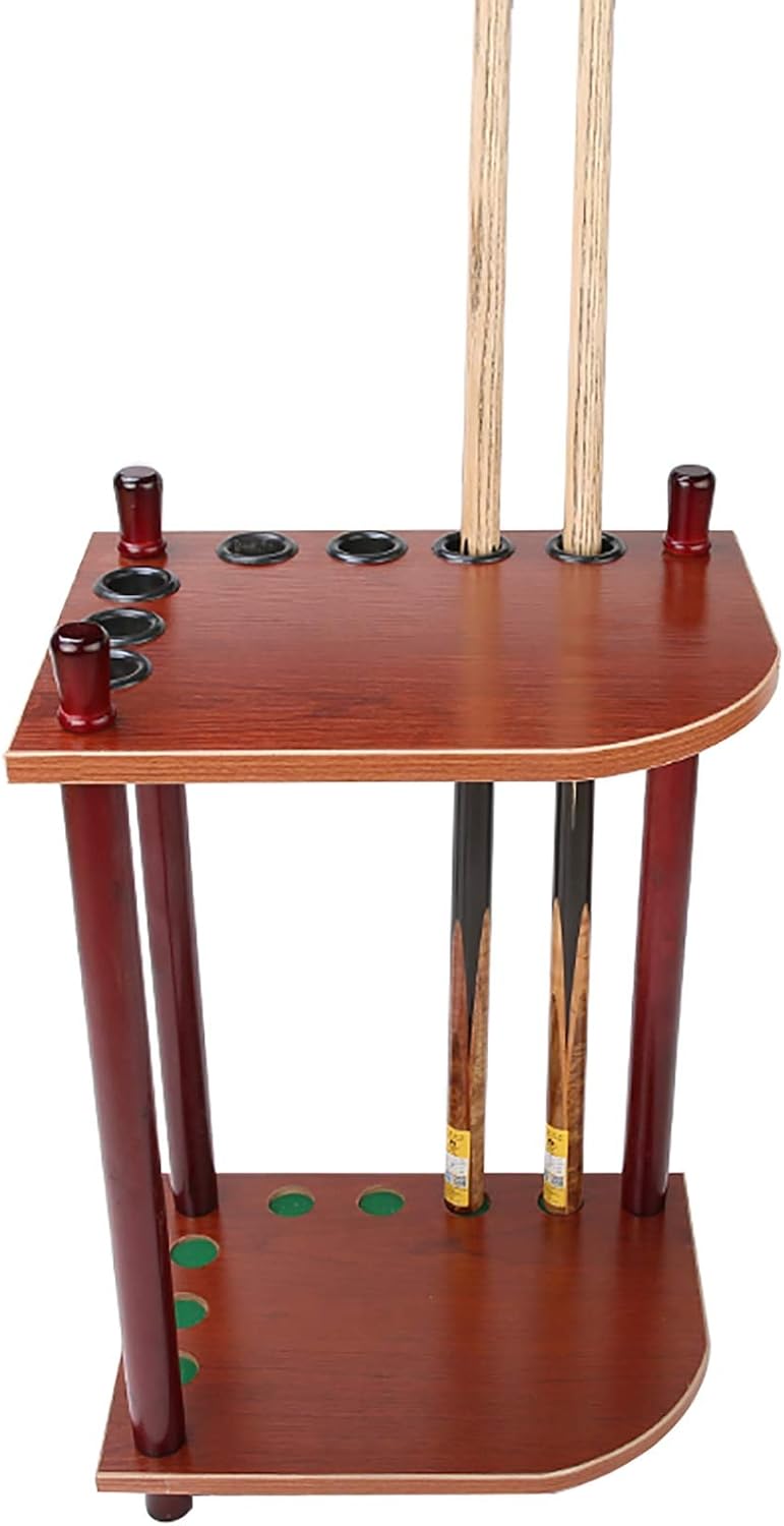 Corner Pool Cue Rack Floor Stand, Modern Solid Wood Pool Cue Storage/Organizers, Hold 7 Sticks, Portable Billiard Stick Cue Racks,
