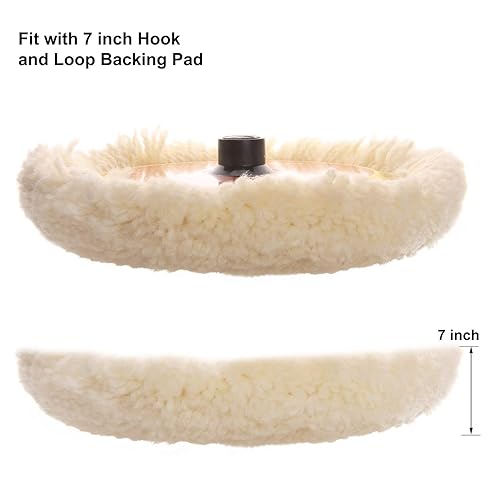 Miniatura 5 de Makitoyo Kit de 3 almohadillas de pulido de lana de 8 pulgadas, 8 pulgadas (7.874 in) 100% lana natural con agarre de gancho y bucle, almohadilla de