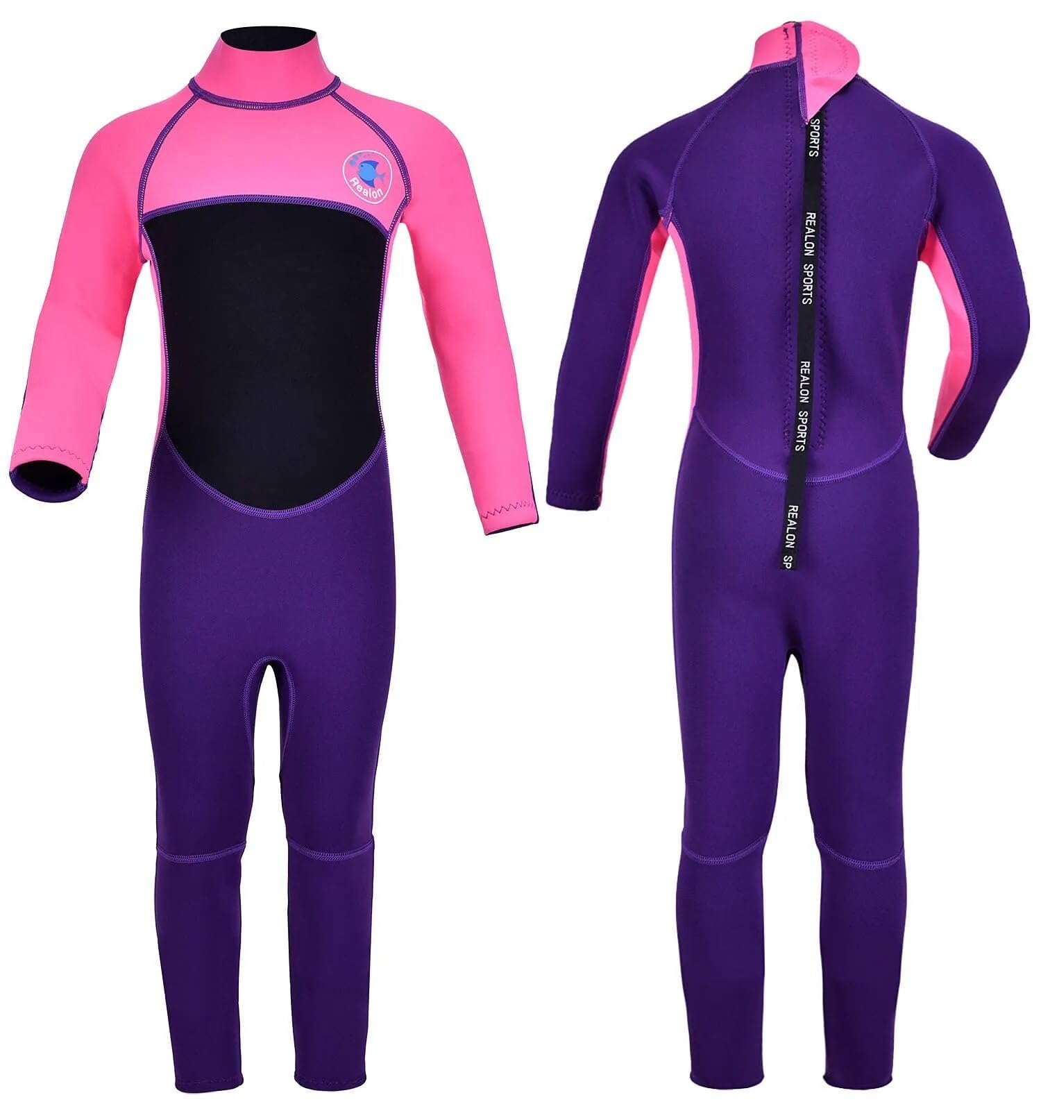 REALON Kids Wetsuit for Girls Boys Toddler and Youth 3mm Neoprene Child Full Wet Suits Warm in Cold Water Thermal Swimsuit Back Zip for Swimming