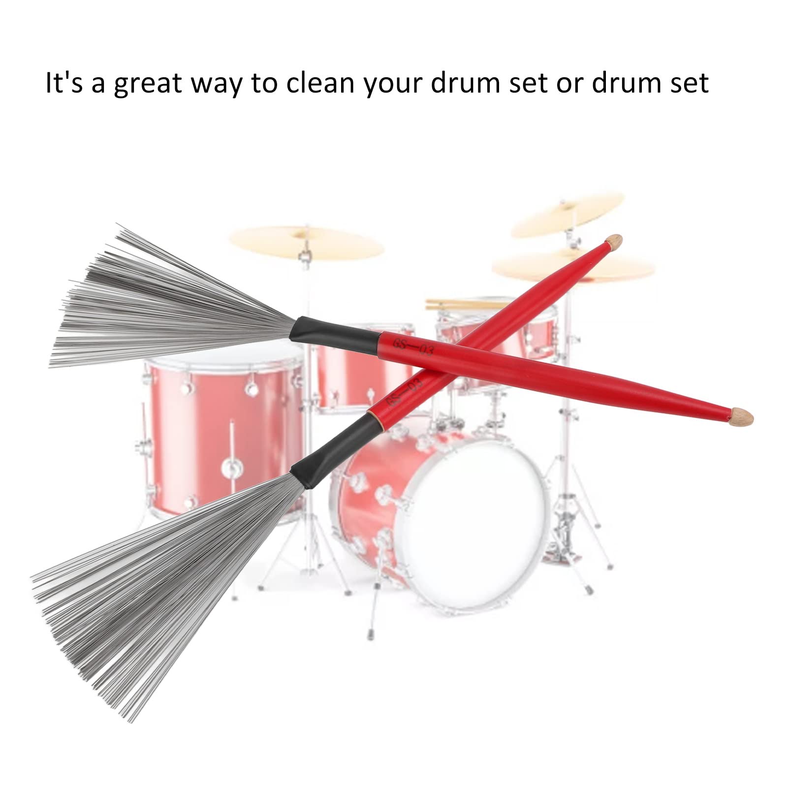 plplaaoo 1 Paar Trommelbürsten, doppelköpfiger Ahorn-Drumstick, Gummi-Stahldraht, tragbare Percussion-Bürste, Drum-Brush-Sticks für Schlagzeuger, Anfänger, Rockband, Jazz-Folk, Musikliebhaber, TRO