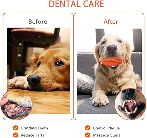 Miniatura 5 de AUSCAT Squeaky - Juguete de fútbol para perros masticadores agresivos, pelota de goma resistente para perros medianos y grandes, verde, grande, 5.5