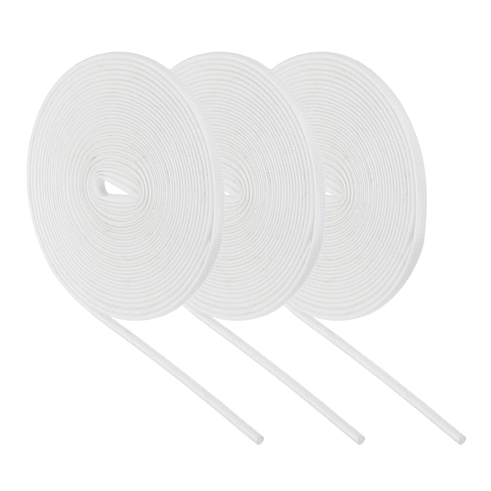 sourcing map 3Pcs Wire Insulation Braid Fire Sleeve,16.4Ft-2.5mm ID White, High Temp Silicone Coated Fiberglass Sleeving for Automotive Hose Lines Electrical Wiring