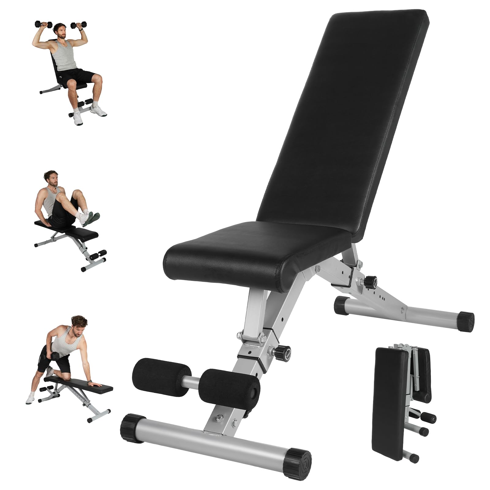 Banco de Pesas Ajustable con Pasador Rápido ALLINLIFE 200KG Plegable – Banco Musculación Multifunción con 13 Posiciones, Respaldo Regulable en 7 Niveles para Entrenamiento en Casa
