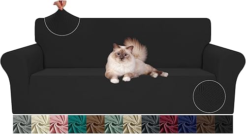 Miniatura 8 de JIVINER Funda súper elástica para sofá biplaza, 1 pieza, jacquard, para sofá de 2 cojines, funda de sofá con cuadros pequeños, funda para sofá