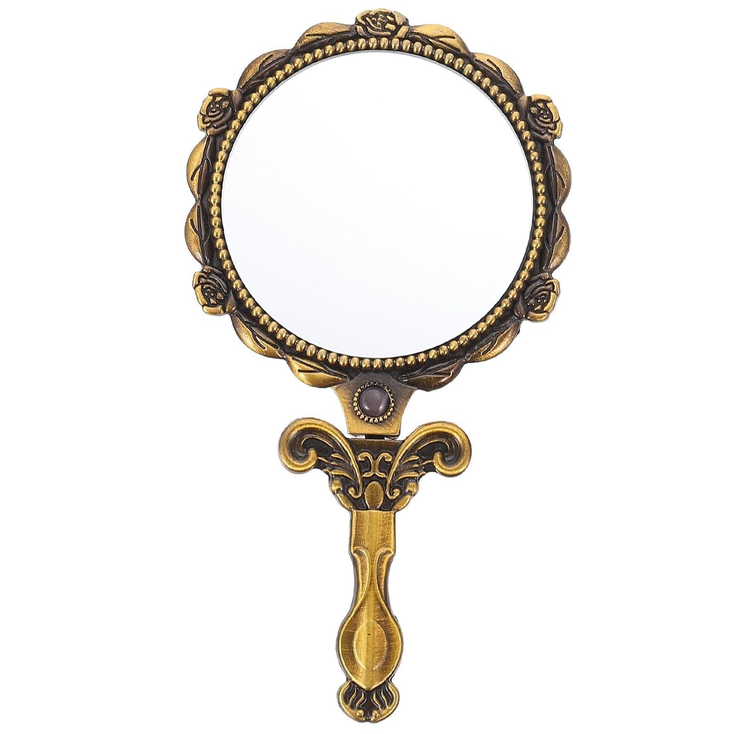 Vintage Handheld Mirror, Retro Foldable, Metal Portable Cosmetic Mirror for Women & Girls, Travel Makeup Mirror, Hand Mirror, Makeup Tool-image-29