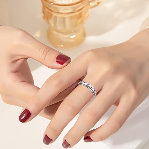Miniatura 3 de Anillo giratorio de plata de ley 925 con diente de león para aliviar la ansiedad y el estrés, TDAH, autismo, regalos para el Día de la Madre, para