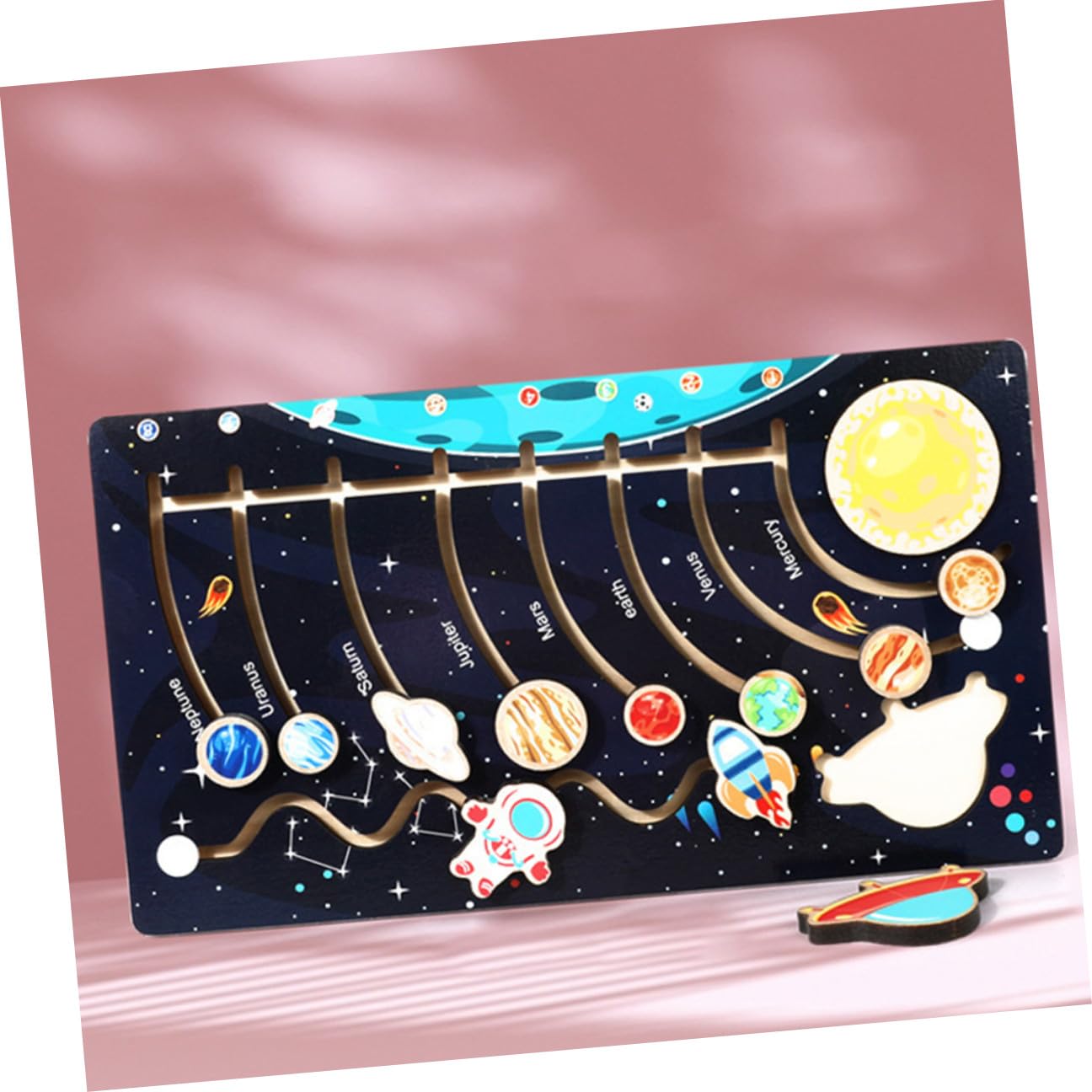 HANABASS Puzzle di Legno Montessori Sistema Solare per Bambini Pianeti in Legno, Migliora le Abilità Motorie la Memoria, per Attività Educative Prescolari